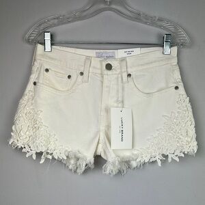 NEW Lucky Brand 3” Mid Rise Boy Short Relaxed Fit Embroidered 0/25 Stretch Denim